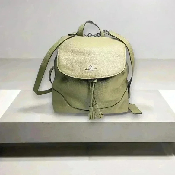 COACH Elle Backpack in clover green pebbled leather - Picture 1 of 11